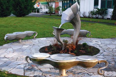 Slate Stone Landscaping with Fountain